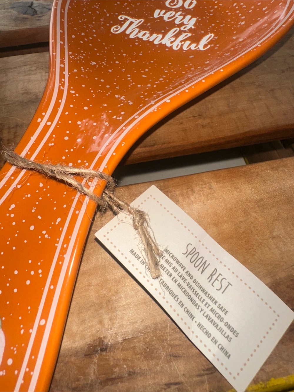 "So Very Thankful" Orange Ceramic Spoon Rest - New - Picture 3 of 5